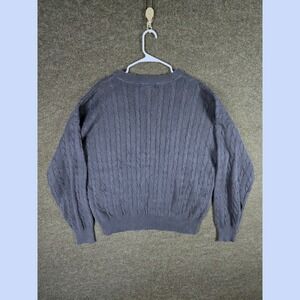 Vintage Christopher Hayes Mens Blue Cable Knit Crew Neck Sweater Chunky Size XL